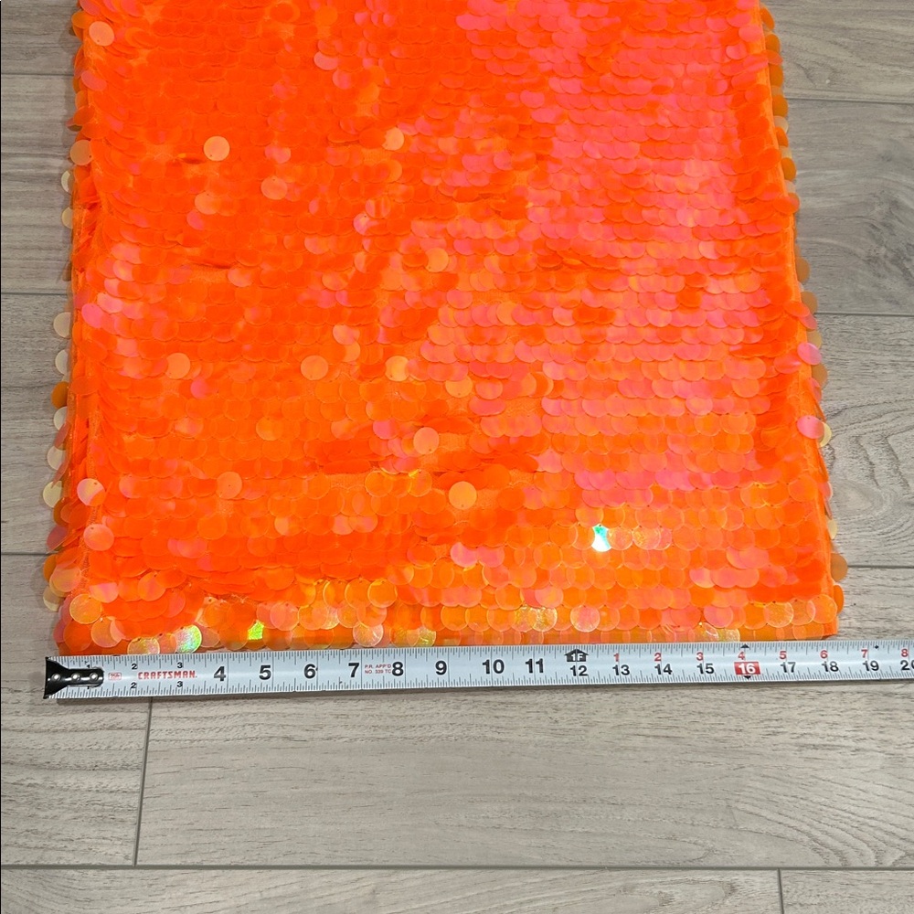 Anthropologie Vibrant Sequin Pencil Skirt,Orange Sequin Disc Skirt size 6 - Picture 13 of 14